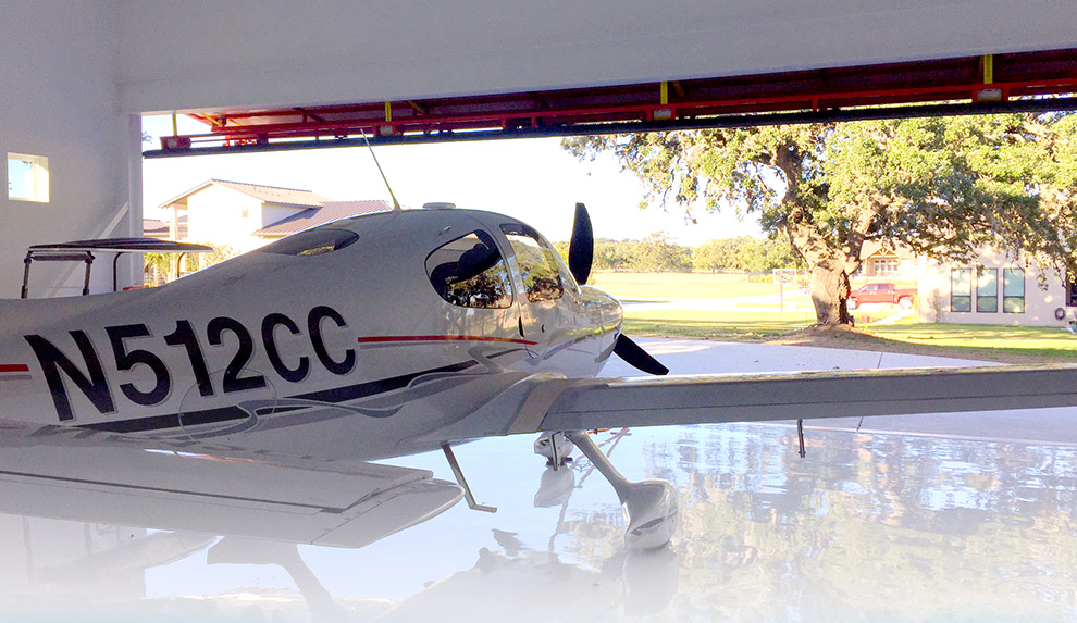 Bifold aircraft hangar door with nice view