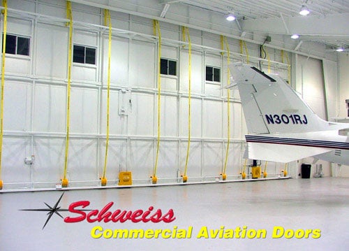 Airplane Hangar with Bifold Door Inside View