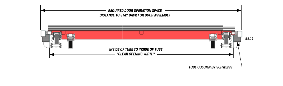 Door Plan View of horizontal top drive with Strap Latches