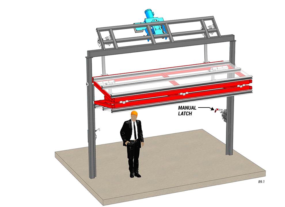 overview of slanted top drive with manual latches