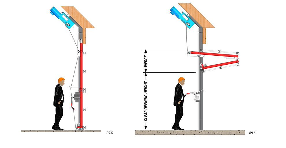 side view of slanted top drive with manual latches