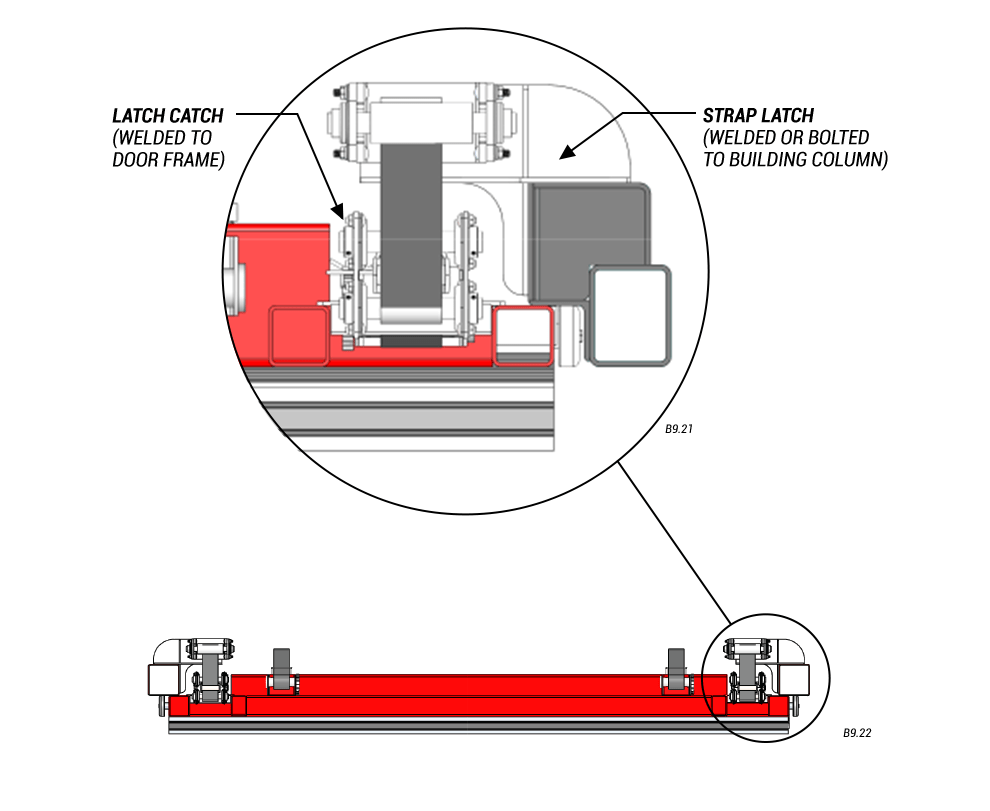 detailed view of slanted top drive with strap latches