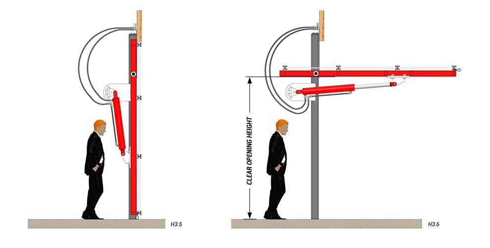 Schweiss Pivot Hydraulic Door - Opened Door - Closed Door