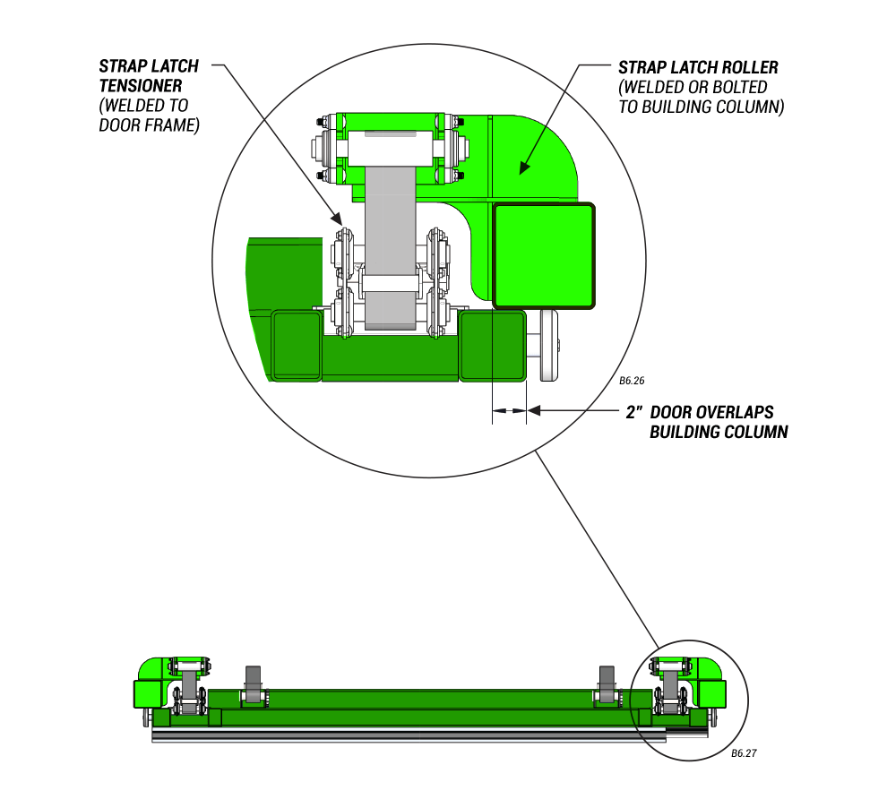 detailed view of slanted top drive with strap latches