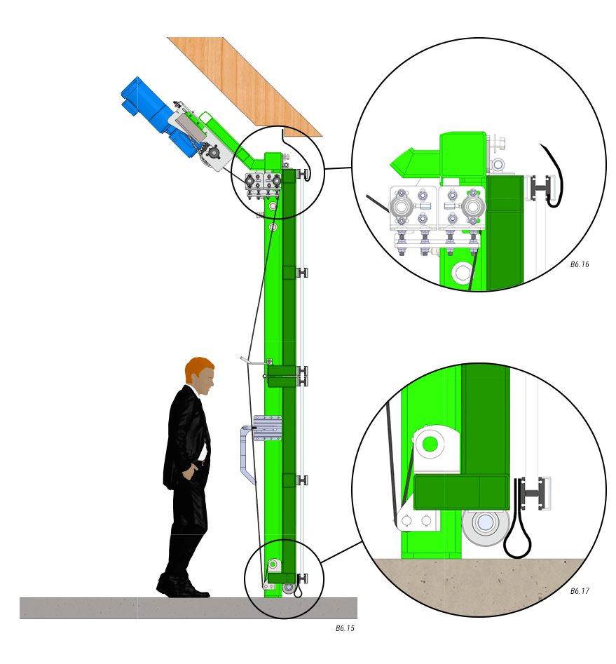 slanted top drive with manual latches door seals