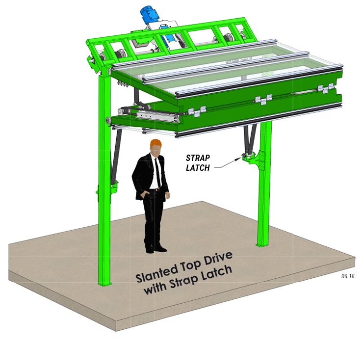 overview of slanted top drive with strap latches