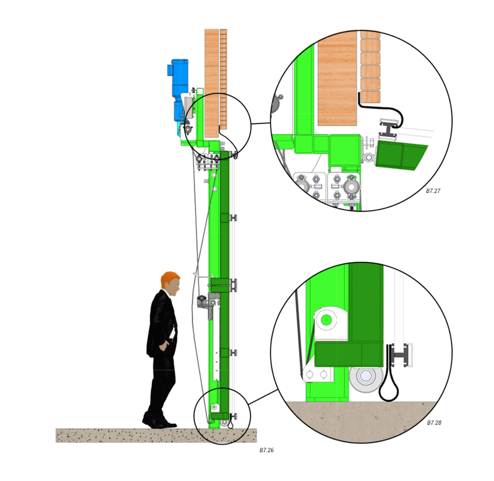 vertical top drive with strap latches door seals