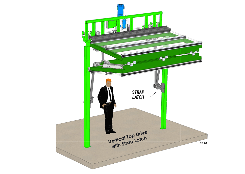 overview of vertical top drive with strap latches