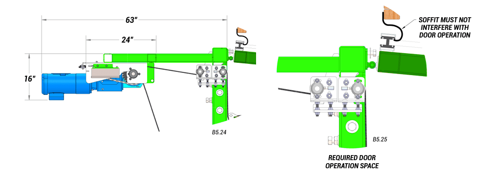 side view of horizontal top drive with manual latches top drive