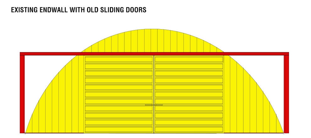 existing endwall with old sliding doors