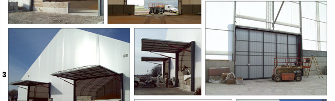 Bifold and Hydraulic doors on hoop buildings with freestanding header