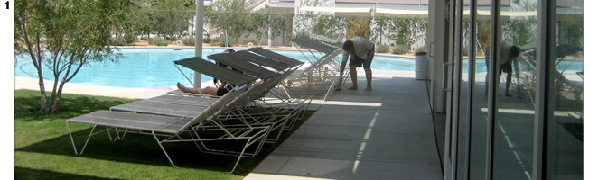 Resort Rec Center's LiftStrap Door opens access to the pool and sun.