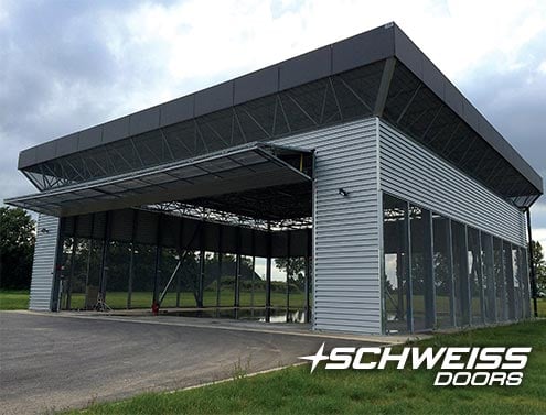 Bifold designer doors opens up Belgium military's helicopter hangar