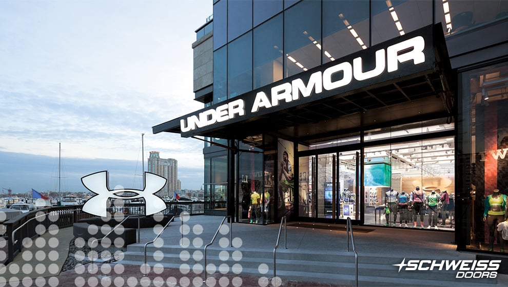 Glass door opens Under Armour for business