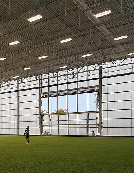 Interior view of Schweiss bifold doors fitted on Beloit College Powerhouse