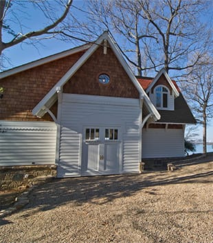 Schweiss hydraulic door on Carriage House shown closed