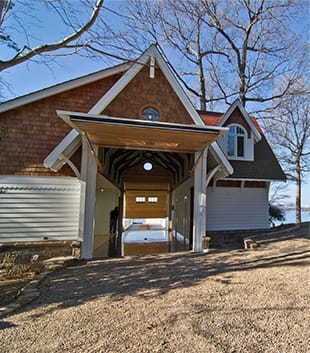 Schweiss hydraulic door on Carriage House shown fully opened