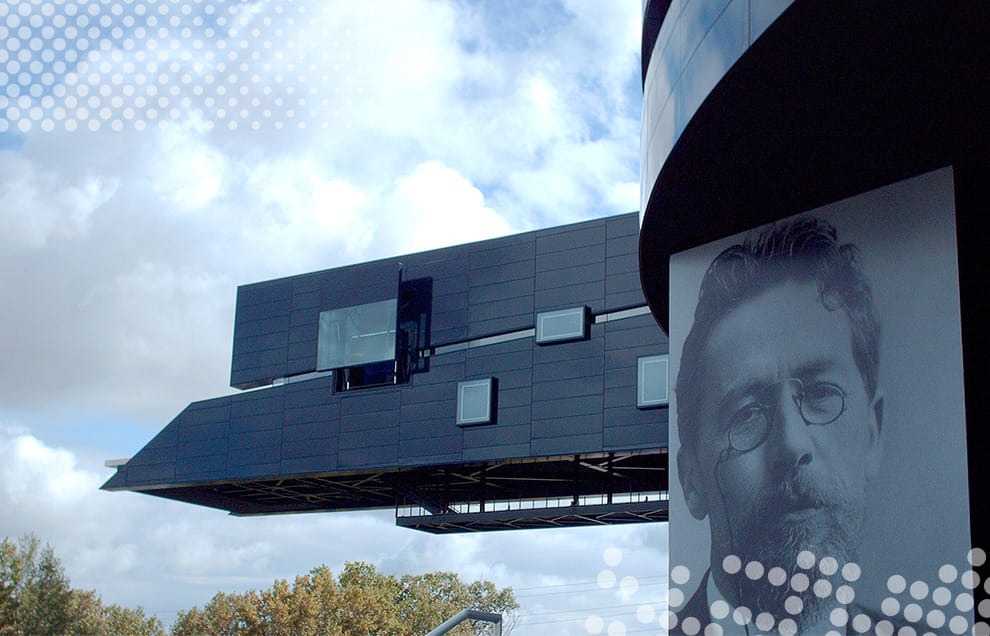 Schweiss hydraulic door used as a window on Guthrie Theater observation deck