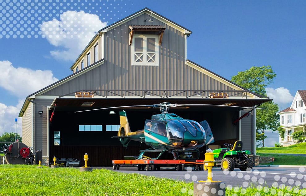 Schweiss hydraulic door installed on hangar owned by Chuck Kuhn in Virginia