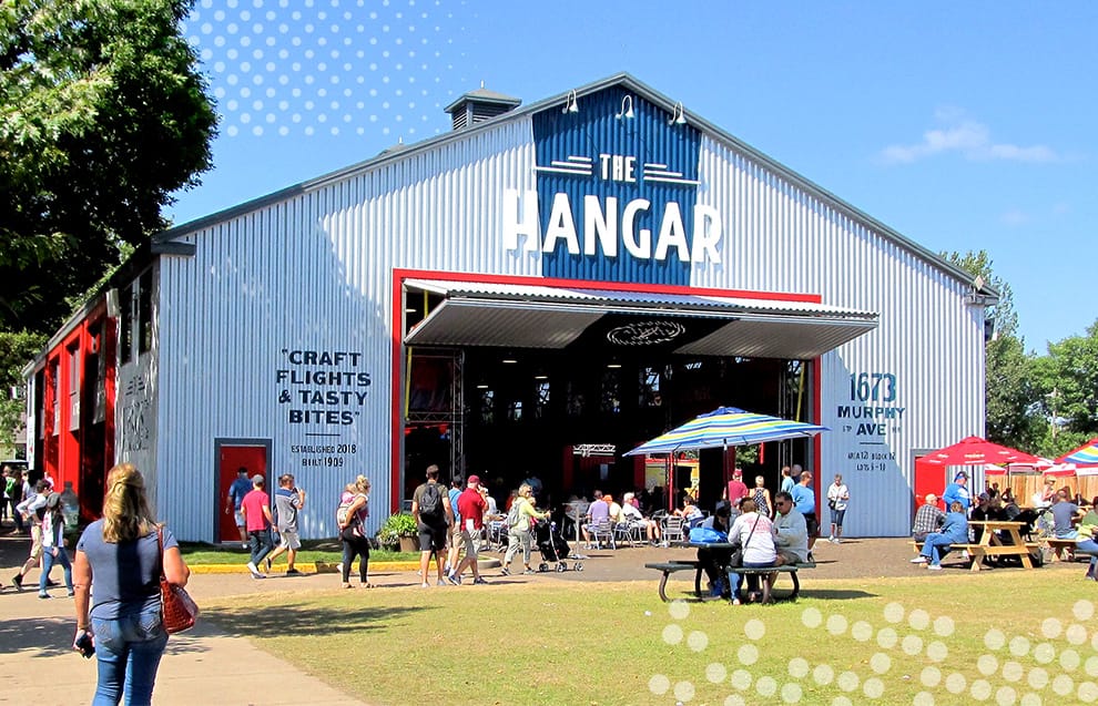 Schweiss bifold door fitted on The Hangar at the Minnesota State Fair