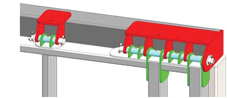 Robust wraparound hinges on a hydraulic doors from Schweiss