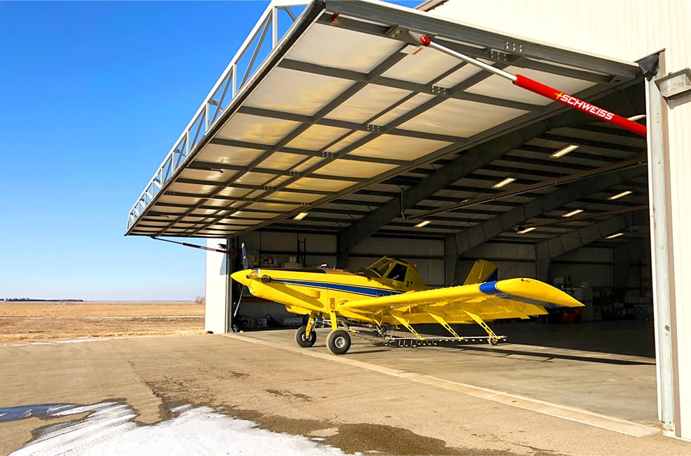 Schweiss Large Hydraulic Doors for ag spraying operation