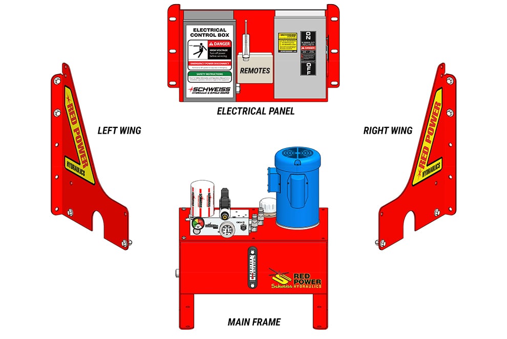 Schweiss Hangar Door Back Plate, Pump Mounting Wings, and Pump Tank