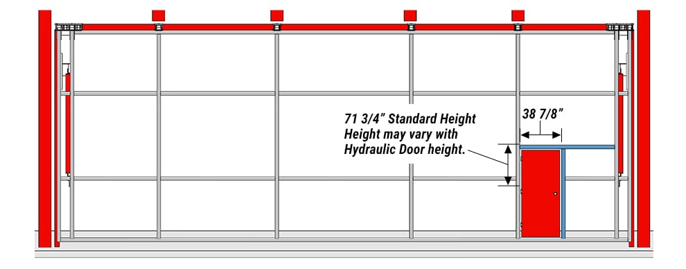 Schweiss hydraulic airplane doors with walkthrough mandoors