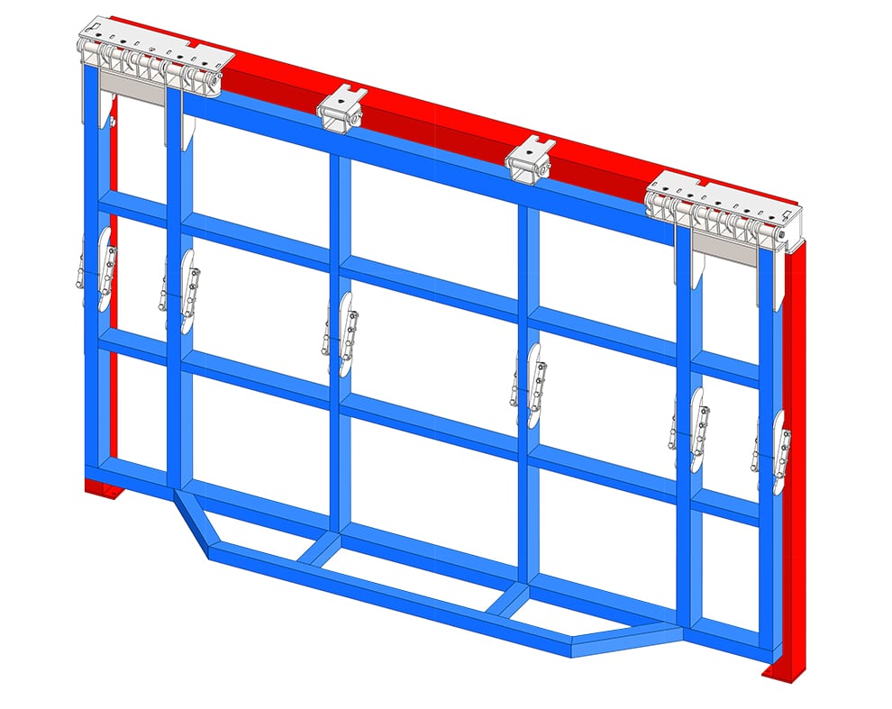 Schweiss One-Piece Hydraulic doorframe with splice connections 