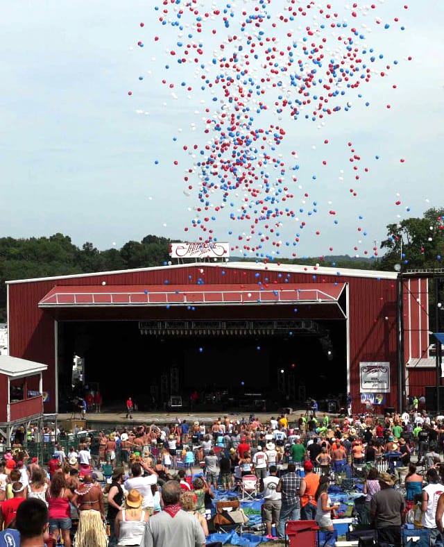 Schweiss Door is open when balloons are released from stage in celebration of the event