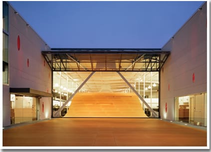 When the bifold door is completely opened it draws attention to the skateboard ramp.