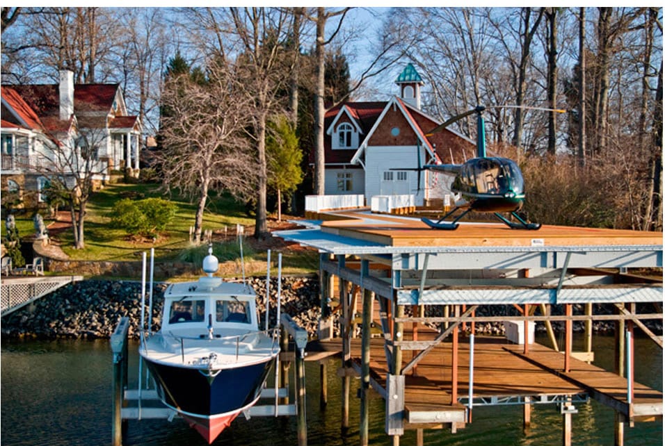 Deck/Helio Pad gives access to the Boat and Helicopter