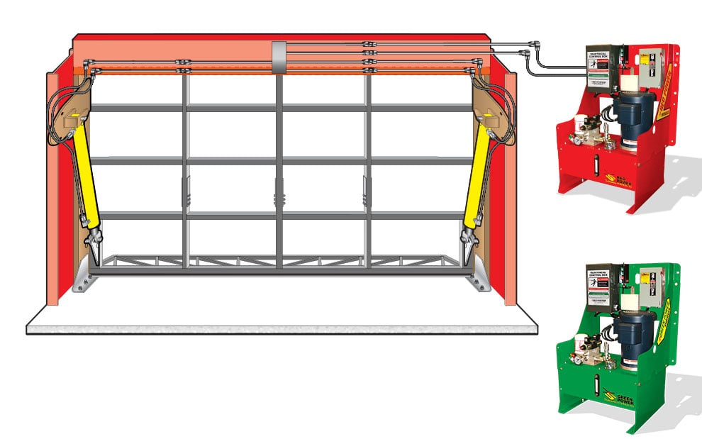 Schweiss hydraulic Green and Red Power pumps have advantages that pile up