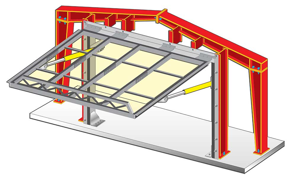 Precise, clean, neatly designed Schweiss hydraulic doors