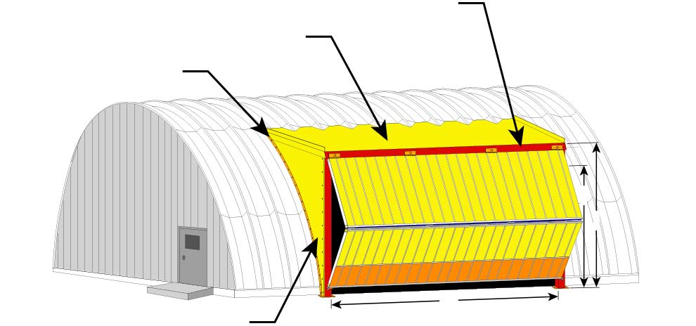 Sidewall Quonset Bifold Door with Freestanding Header