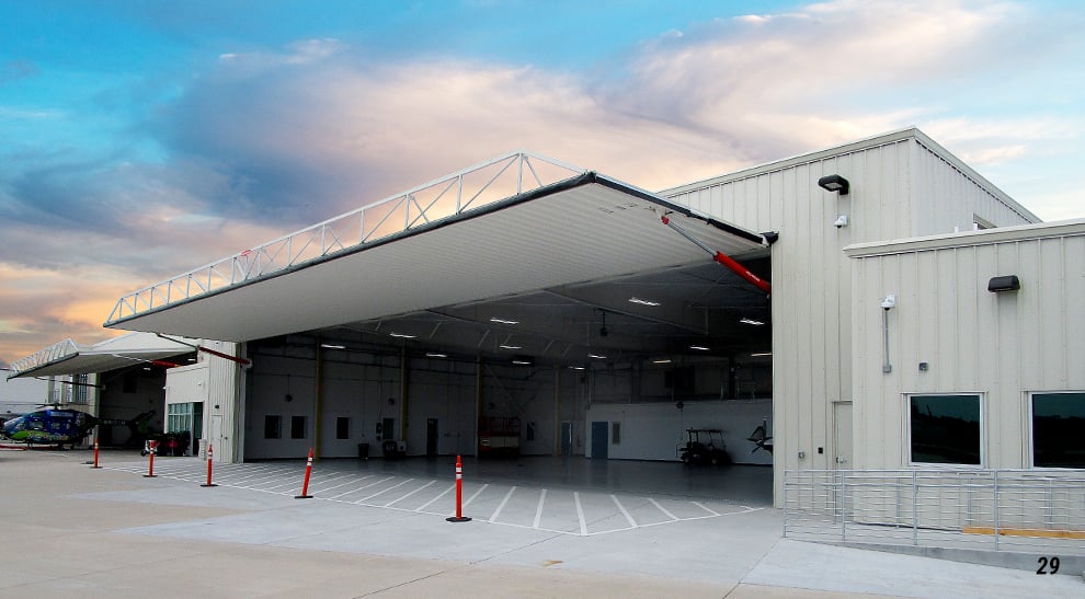 Hydraulic Helicopter Hangar Doors from Schweiss