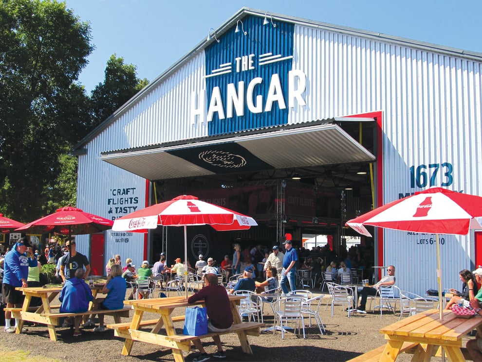 Schweiss Bifold Hangar Doors at the Minnesota State Fair Beer Garden bring in thousands of visitors