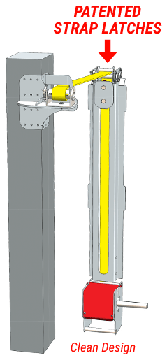 Diagram of patented Schweiss strap latch design