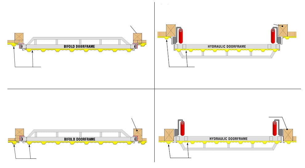 Various door mounting styles . . . on a wood building